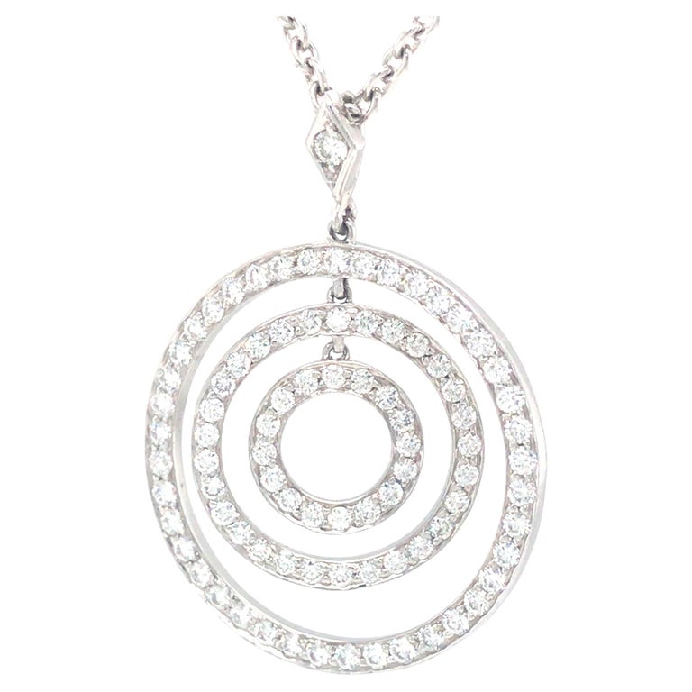 Platinum Diamond 3Circle Handmade Pendant Necklace For Sale at 1stDibs