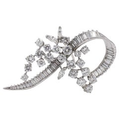 Platinum Diamond 4.5 Carat Cluster Brooch Pin