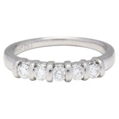 Platinum & Diamond 5 Stone Bar Set Band