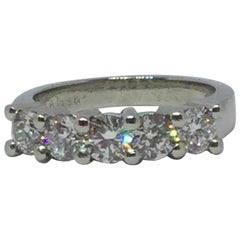 Platinum Diamond 5-Stone Wedding Band 0.75 Carat