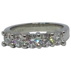 Platinum Diamond 5-Stone Wedding Band 1.25 Carat