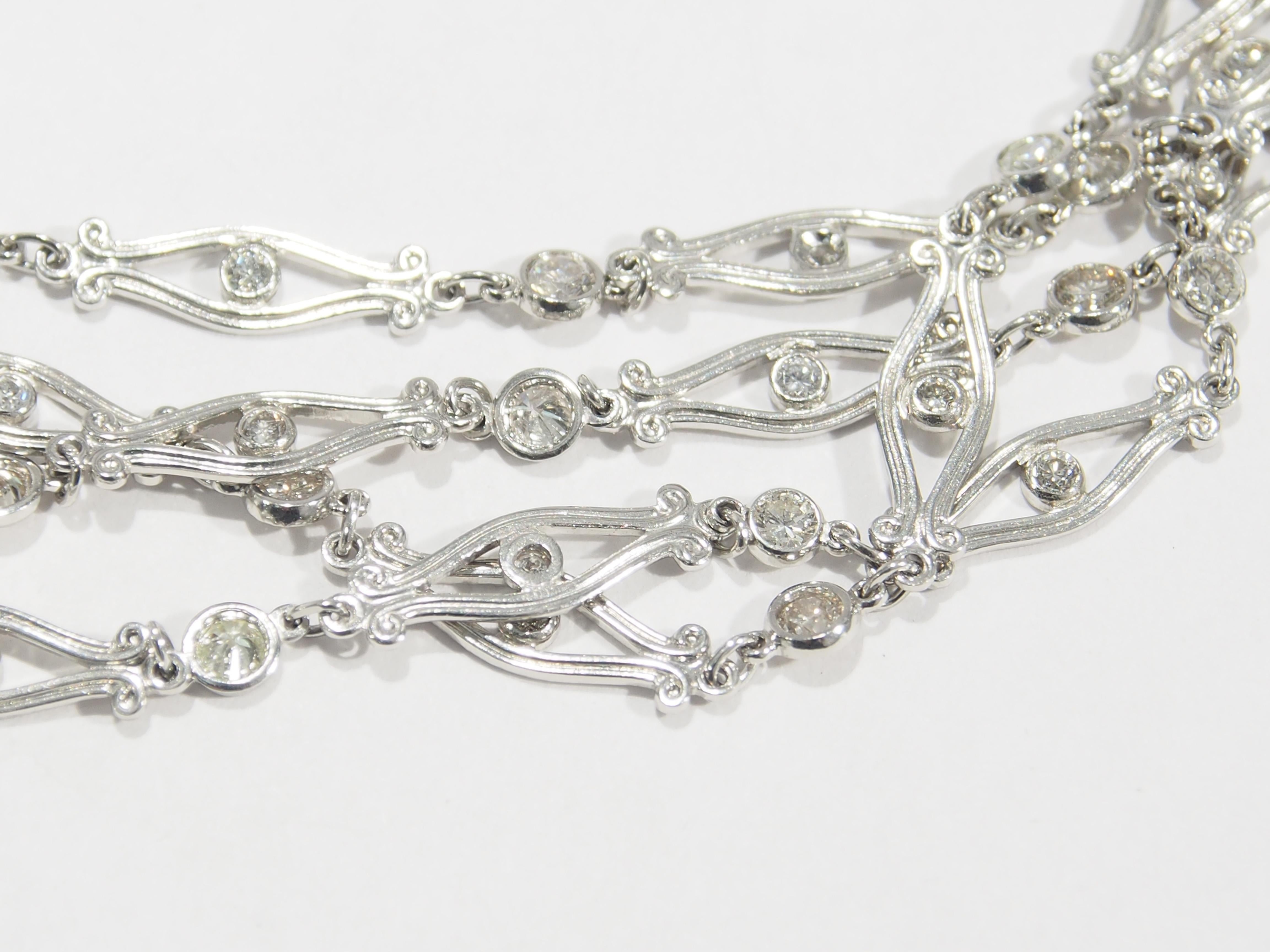 Platinum Diamond 7.23 Carat Necklace Art Deco Style In Good Condition In Boca Raton, FL