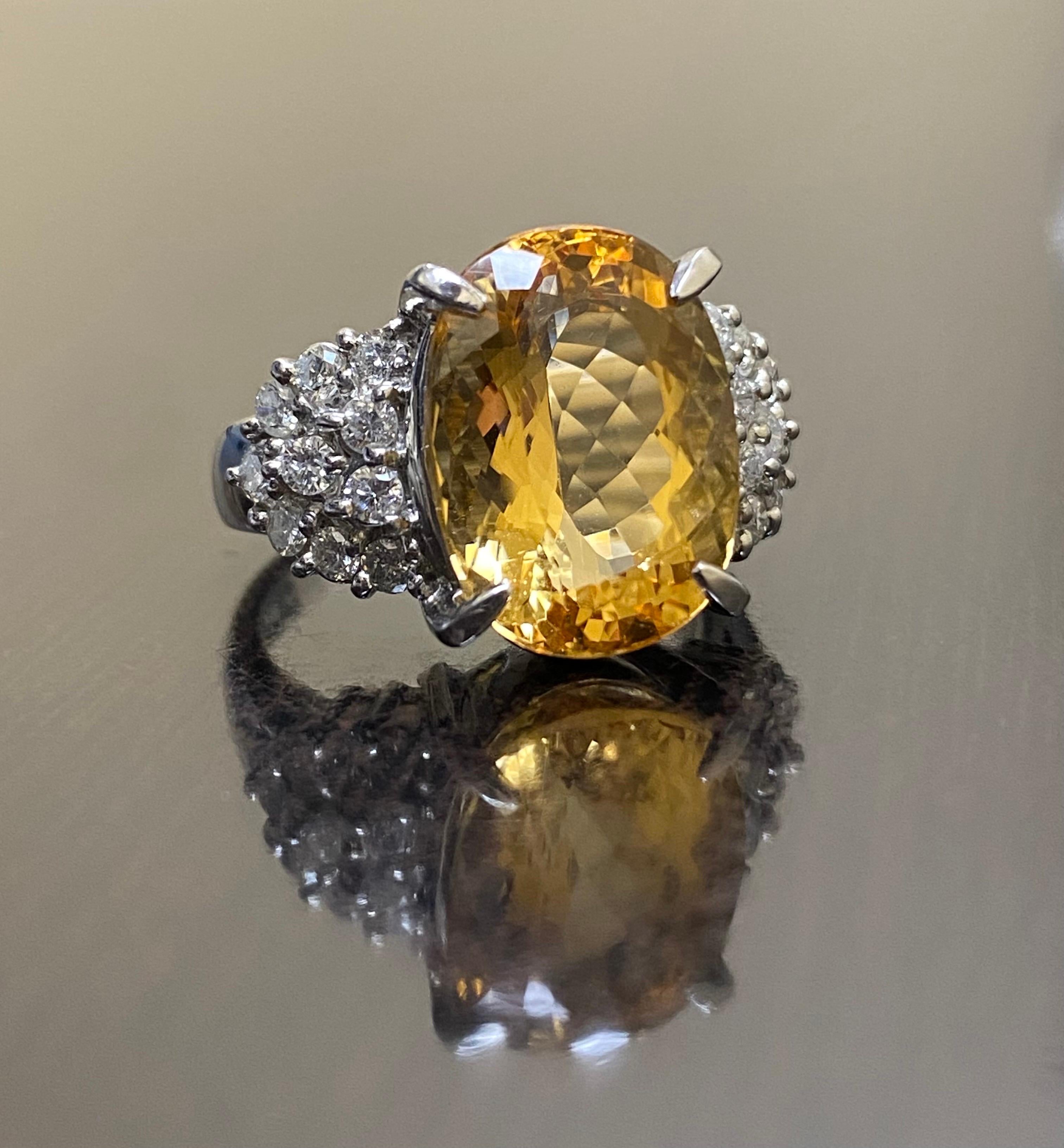 Platinum Diamond 8.88 Carat Imperial Topaz Engagement Ring For Sale 4