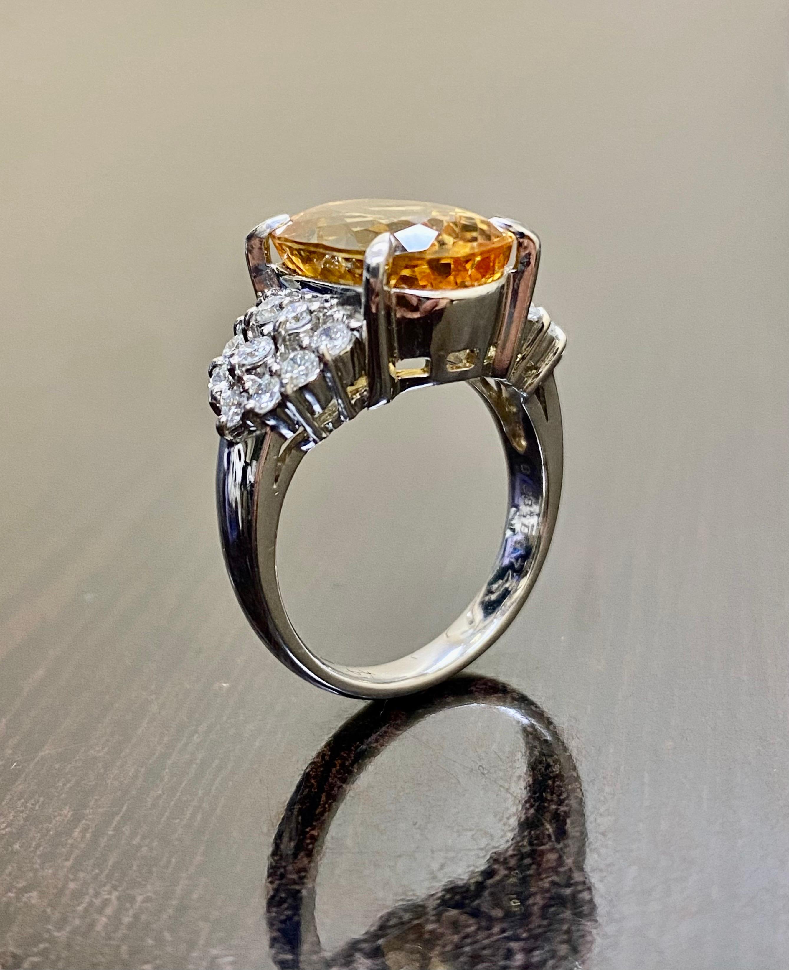 Platinum Diamond 8.88 Carat Imperial Topaz Engagement Ring For Sale 5