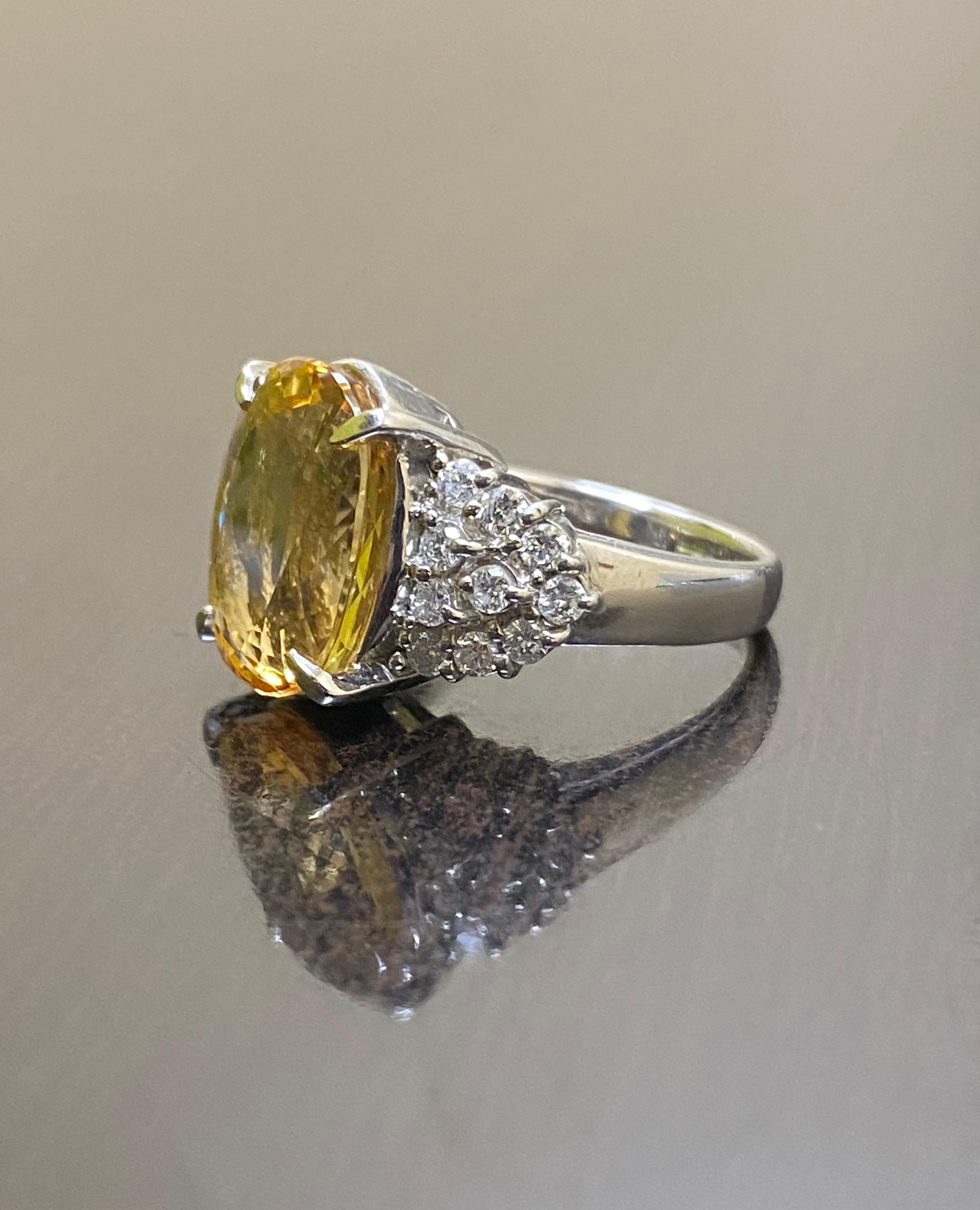 Art Deco Platinum Diamond 8.88 Carat Imperial Topaz Engagement Ring For Sale
