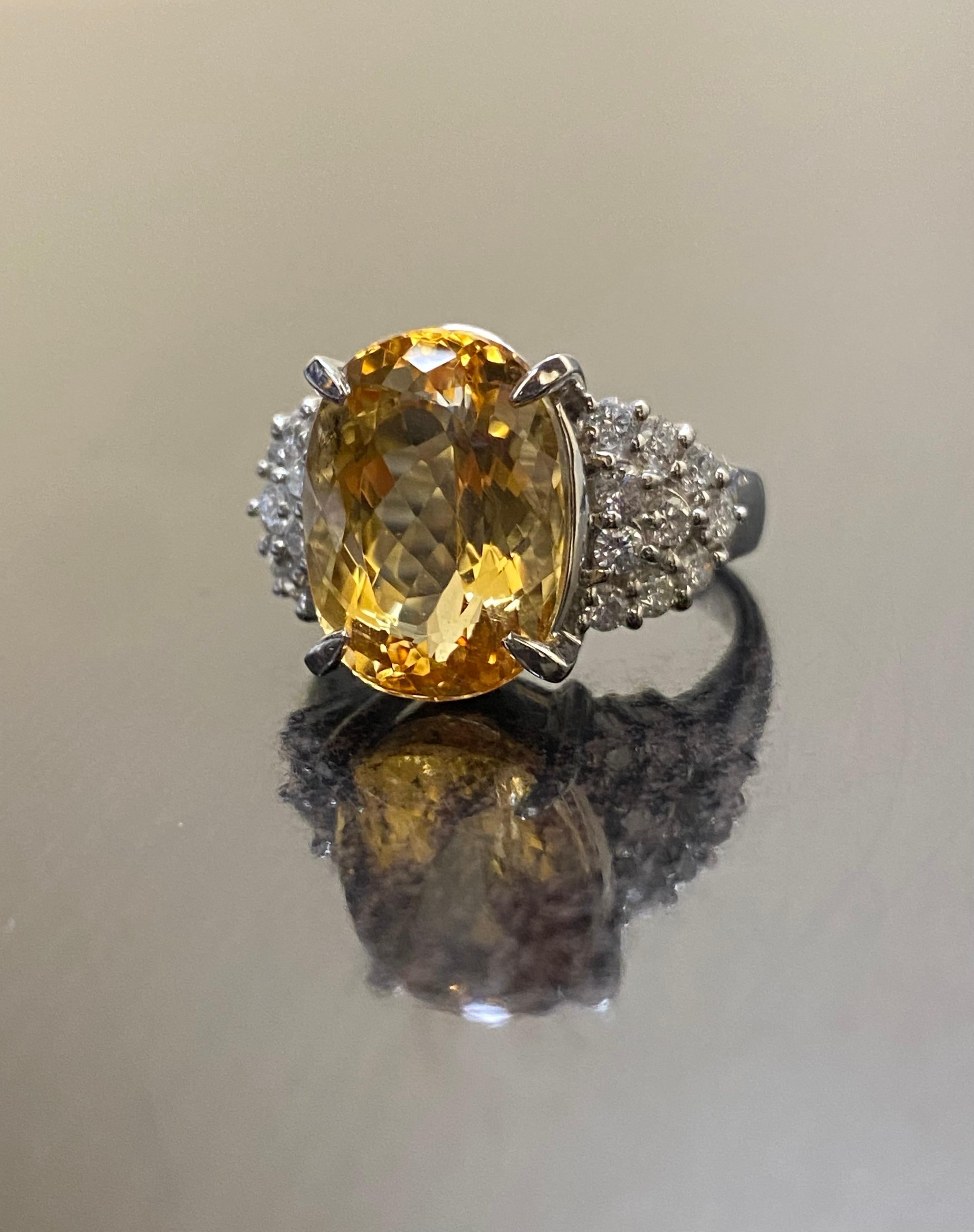 Platinum Diamond 8.88 Carat Imperial Topaz Engagement Ring In New Condition For Sale In Los Angeles, CA