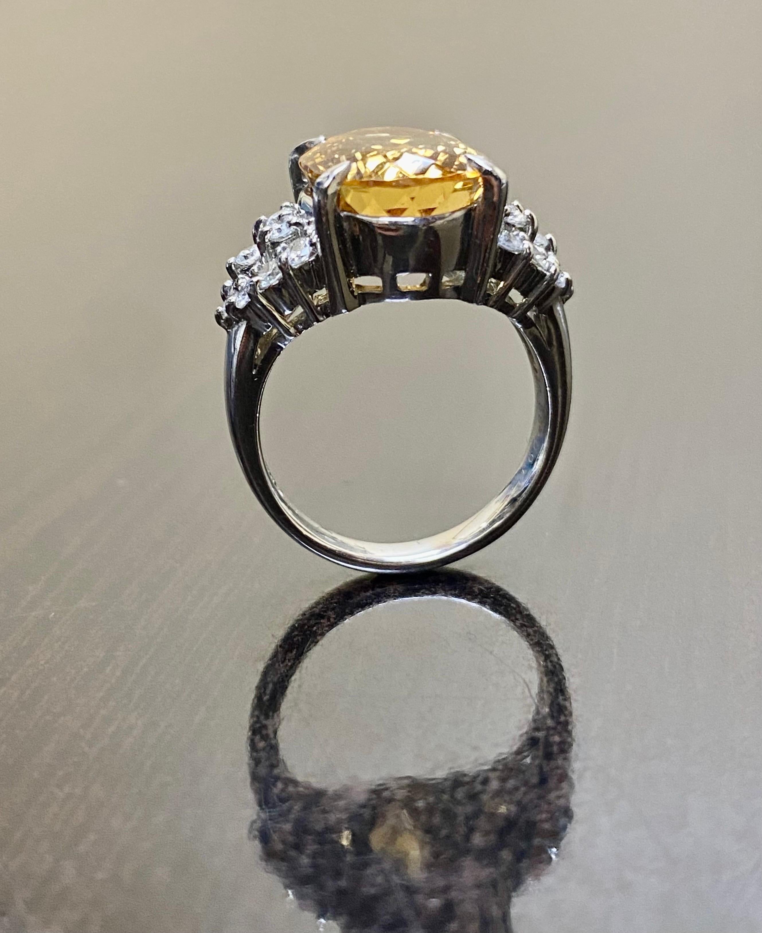 Platinum Diamond 8.88 Carat Imperial Topaz Engagement Ring For Sale 2