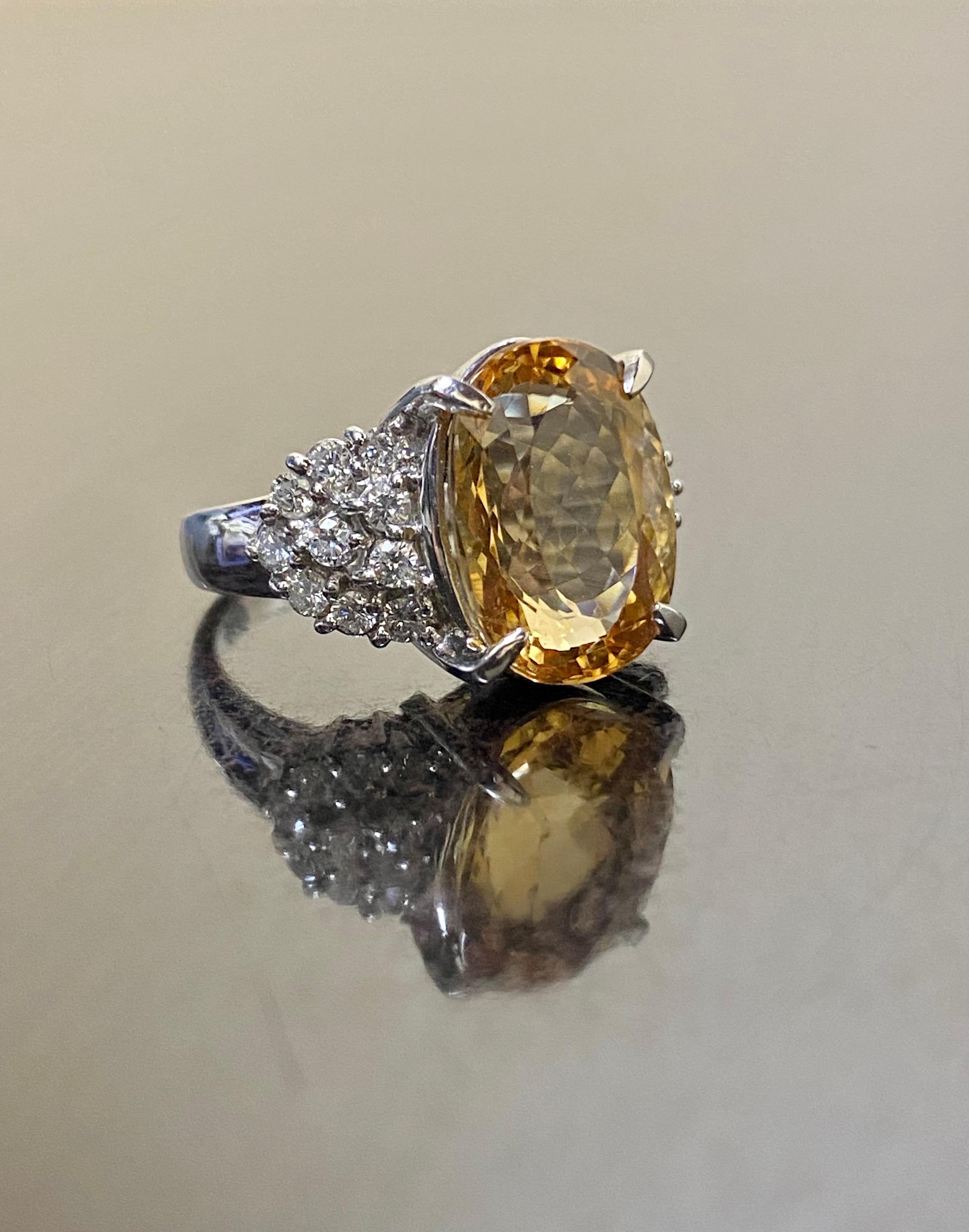 Platinum Diamond 8.88 Carat Imperial Topaz Engagement Ring For Sale 3