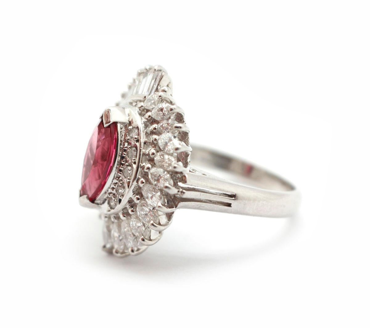 Modern Platinum Diamond and 1.06 Carat Pink Sapphire Fashion Ring