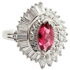 Platinum Diamond and 1.06 Carat Pink Sapphire Fashion Ring