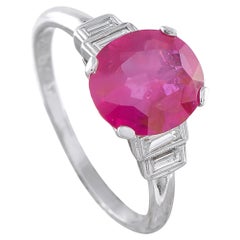 Platinum Diamond and 2.09ct No-Heat Burmese Ruby Ring MF06-021826