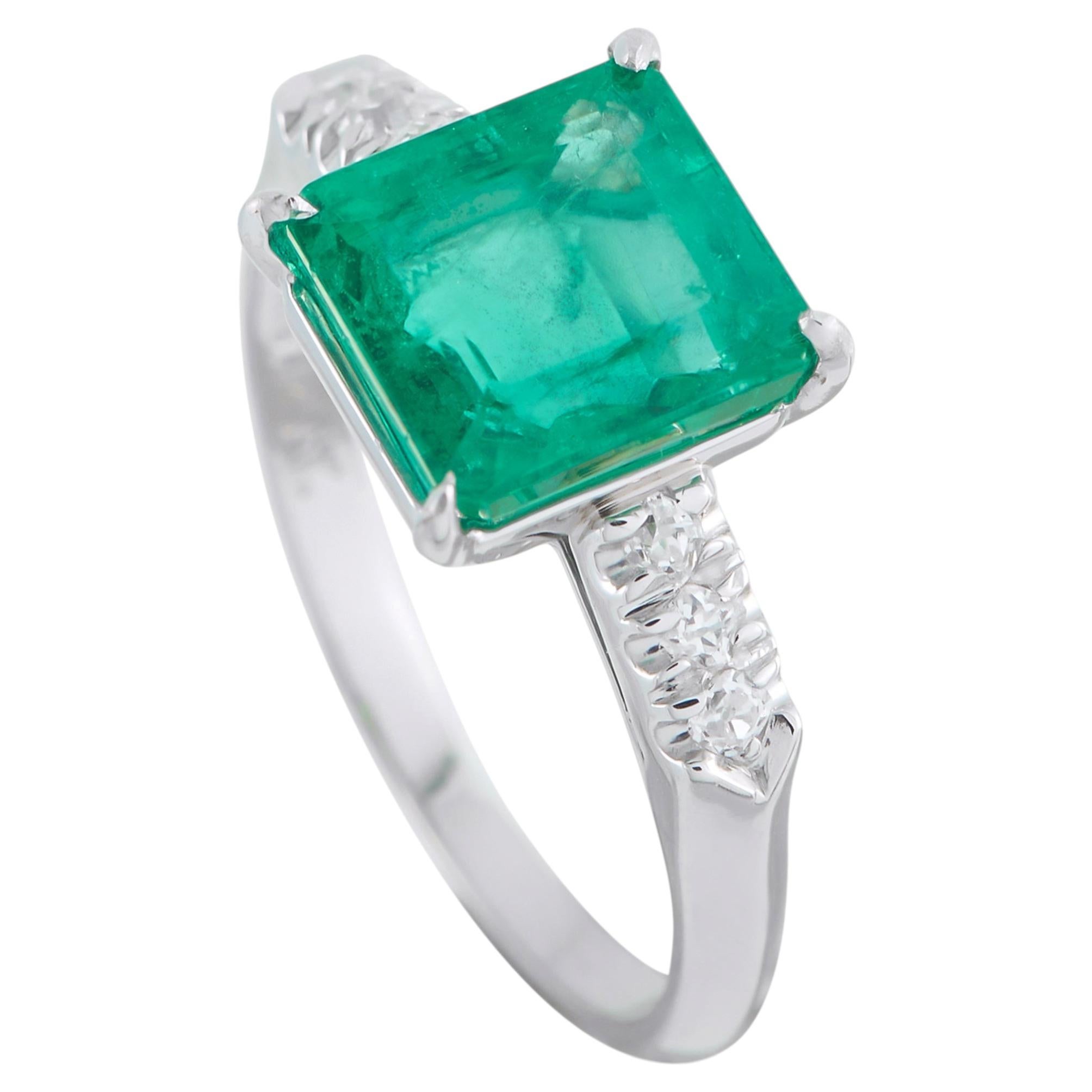 Platinum Diamond and 2.39ct Emerald Ring MF13-051326