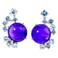 Vintage Platinum, Diamond and Amethyst Earrings, c. 1960