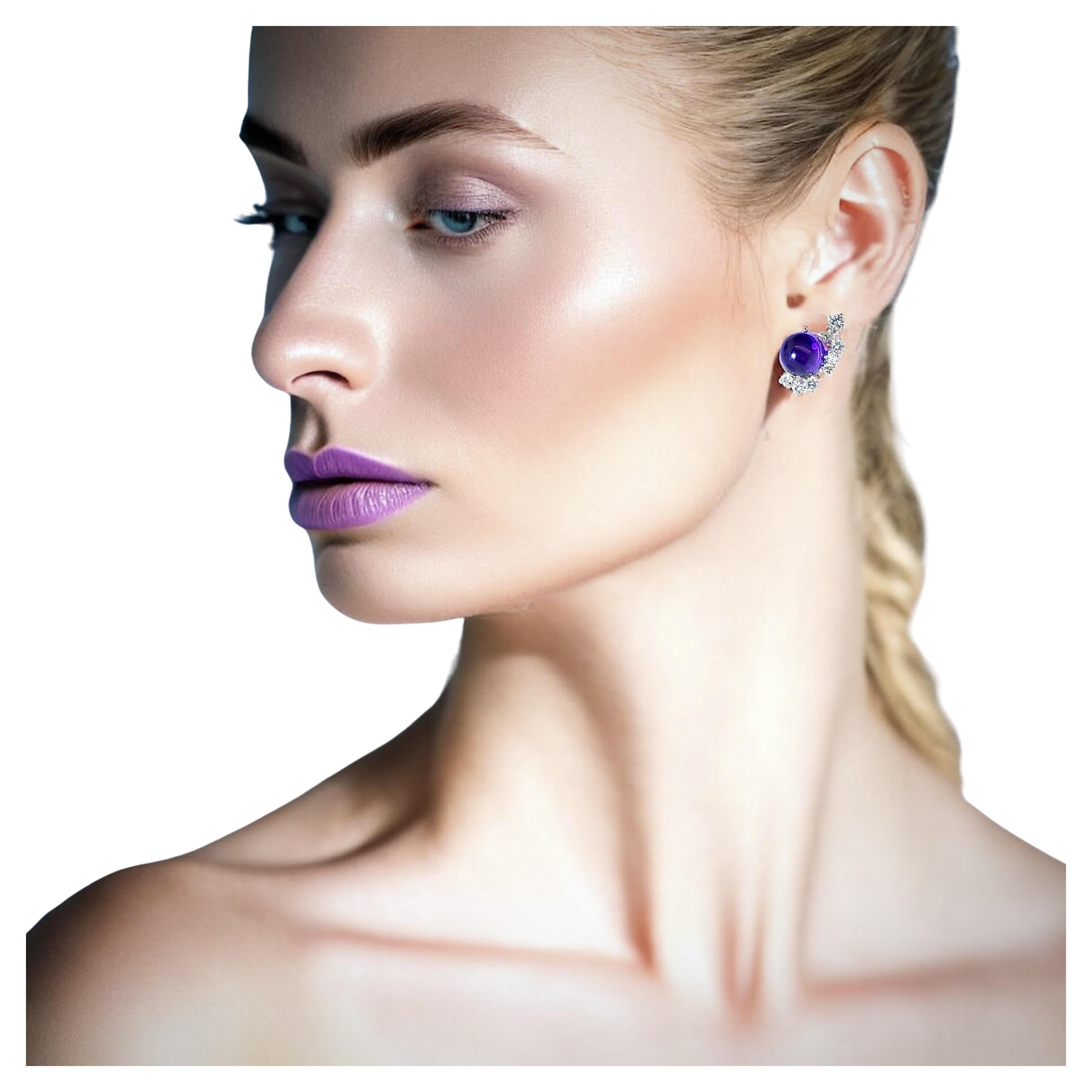 Platin-, Diamant- und Amethyst-Ohrringe, um 1990