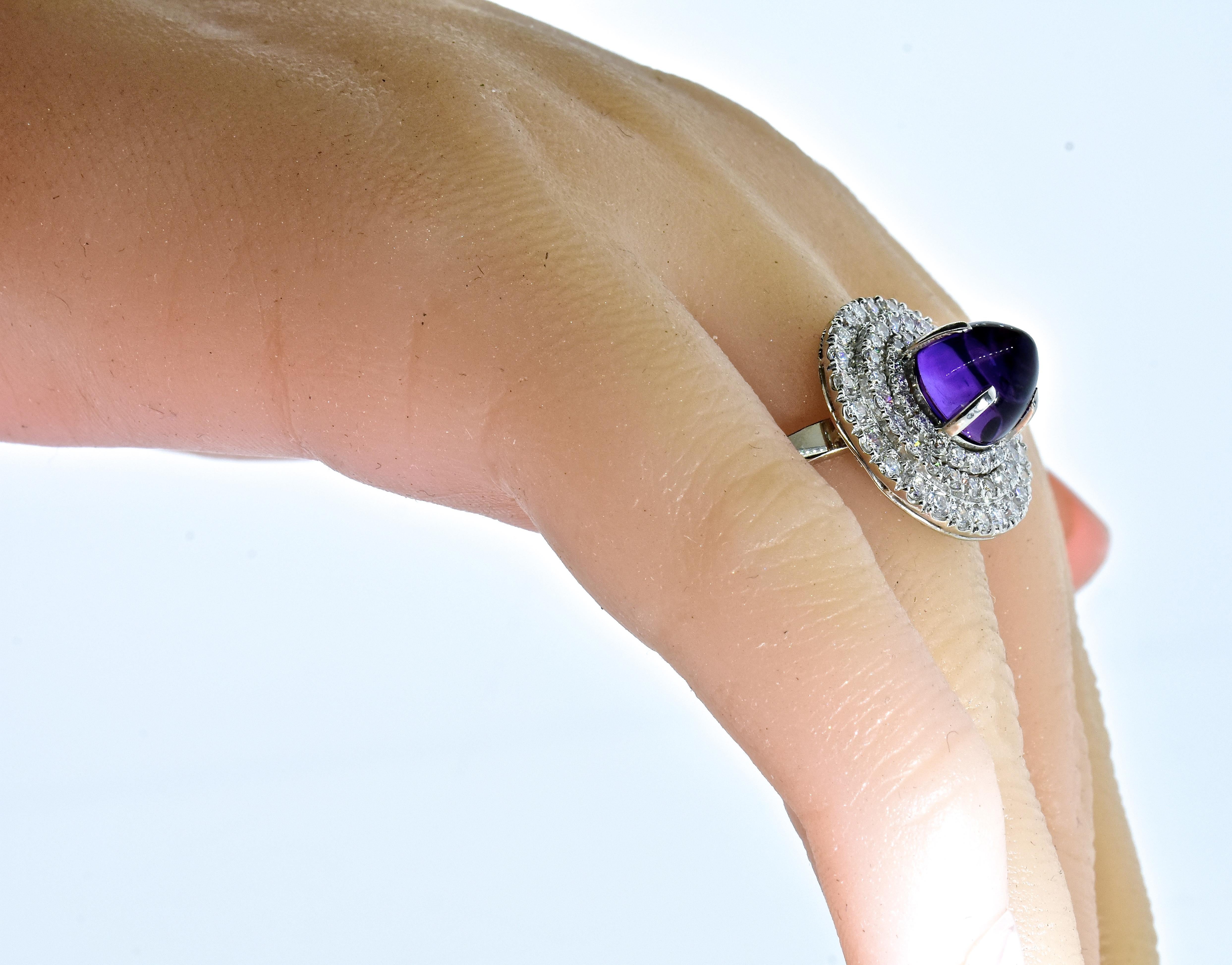 Platinum, Diamond and Amethyst Ring 2