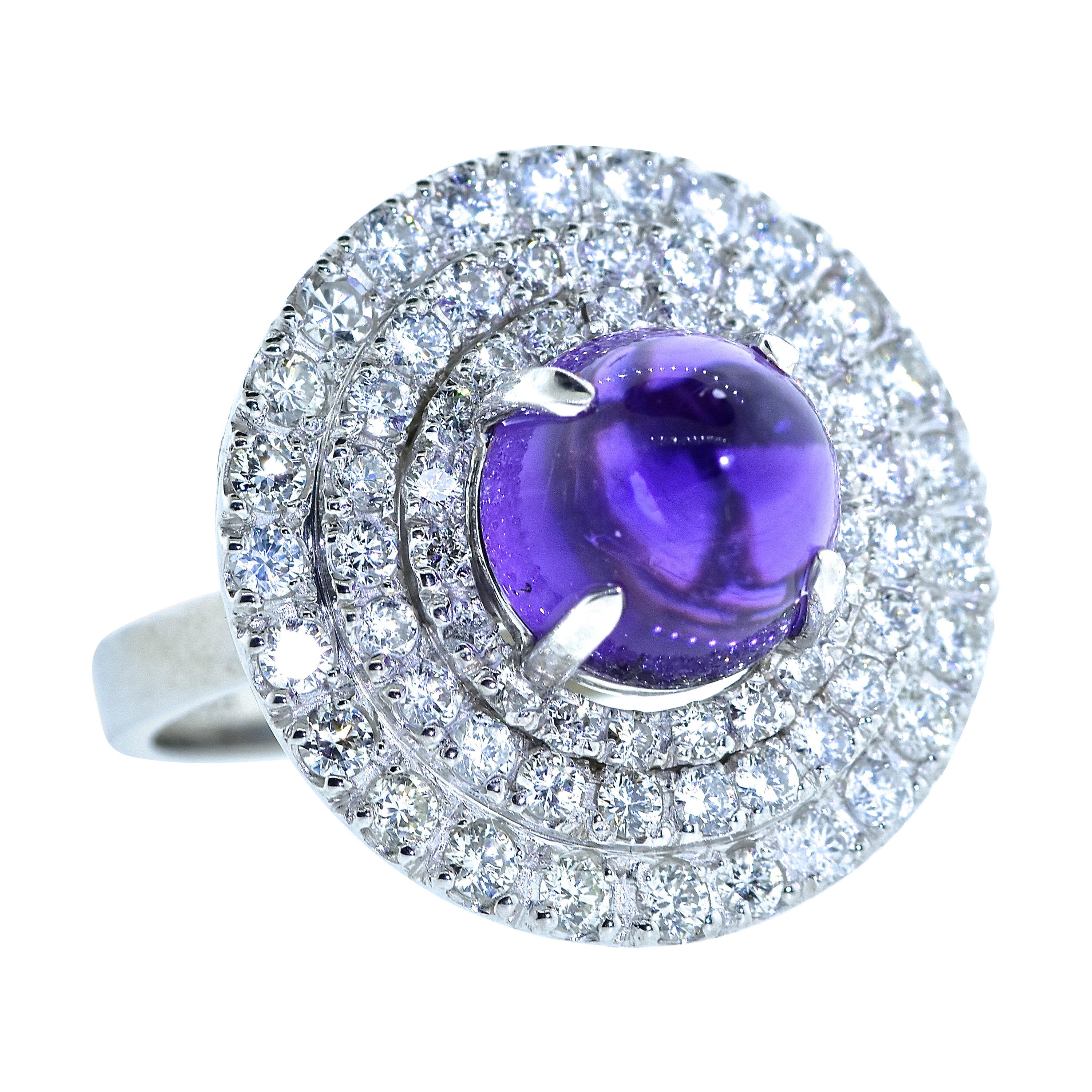 Platinum, Diamond and Amethyst Ring