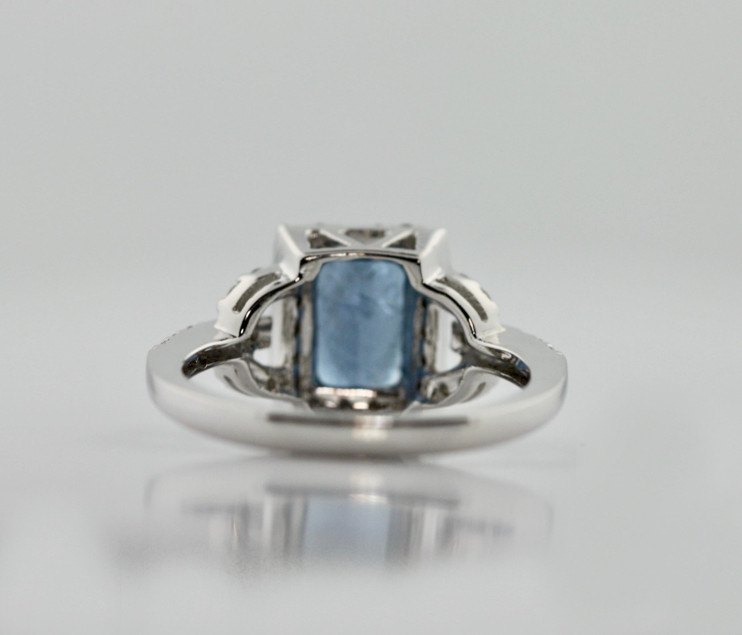 Platinum, Diamond and Aquamarine Ring 3