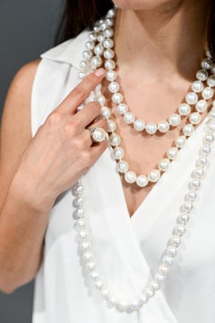 Platinum Diamond and Cultured Pearl Edwardian Floral Motif Ring