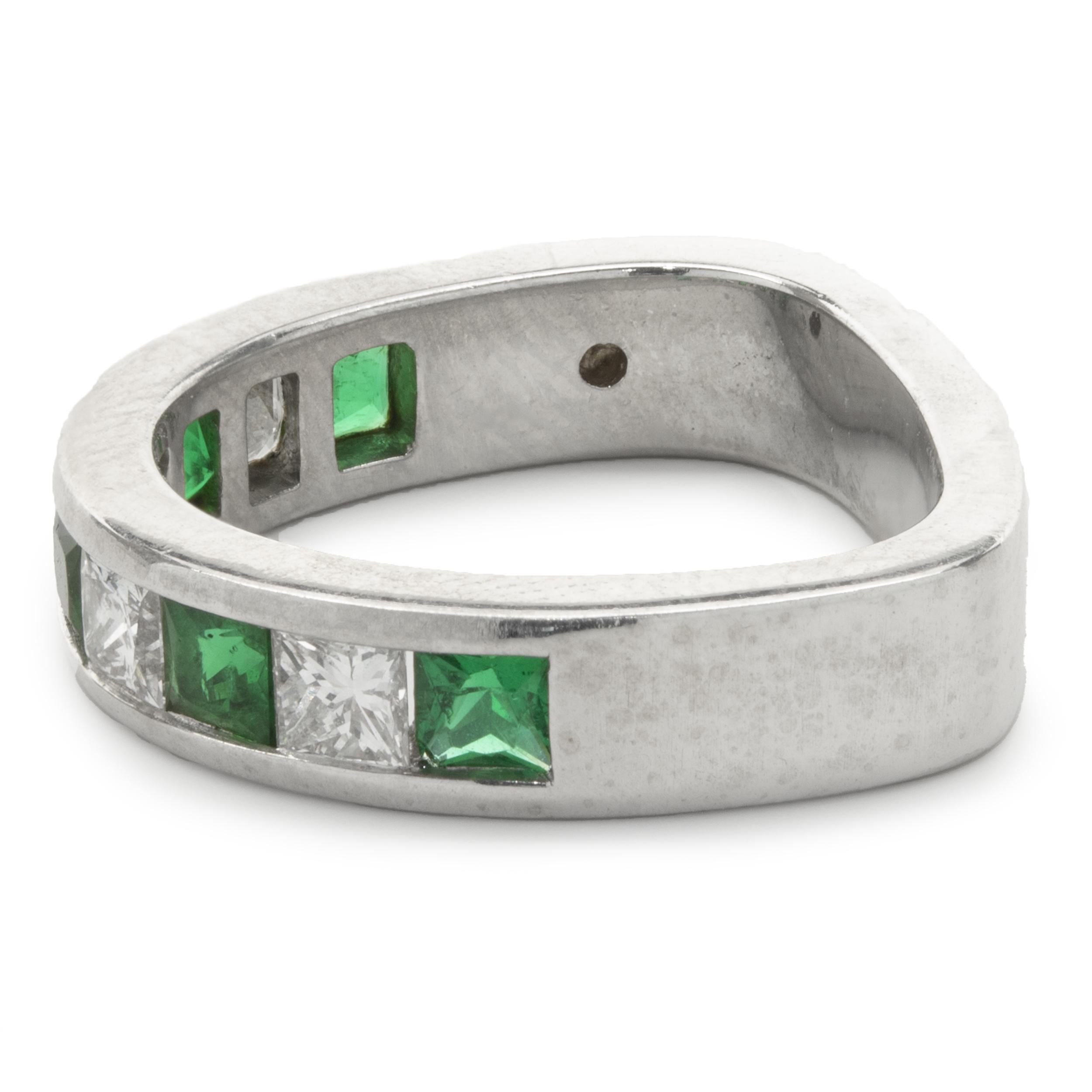 Platinum Diamond and Emerald Band In Excellent Condition In Scottsdale, AZ
