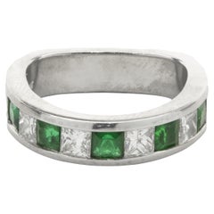 Platinum Diamond and Emerald Band Platinum Diamond and Emerald Band