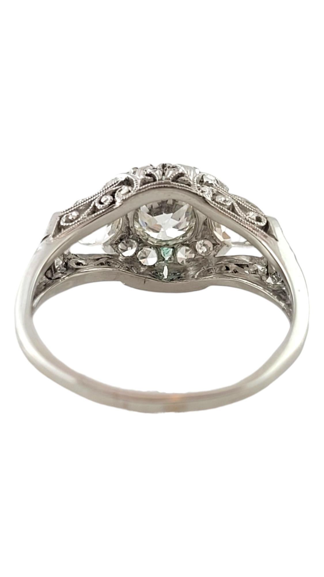 Platinum Diamond and Emerald Engagement Ring Size 7 #16967 In Good Condition For Sale In Washington Depot, CT