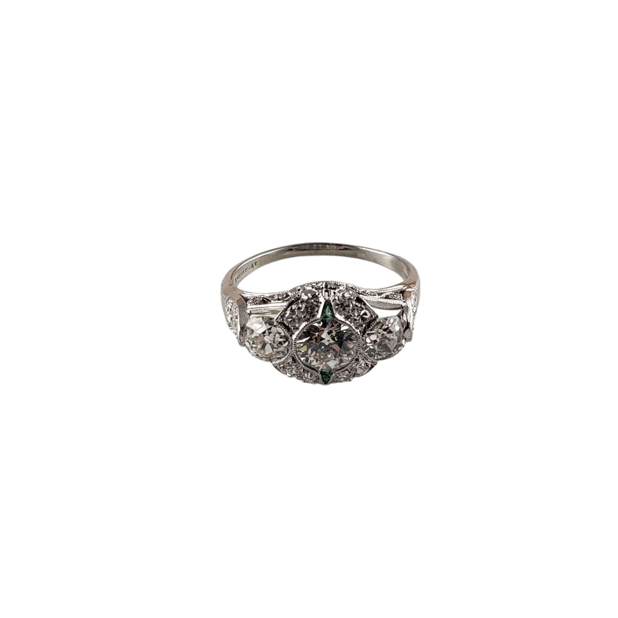 Women's Platinum Diamond and Emerald Engagement Ring J#13718