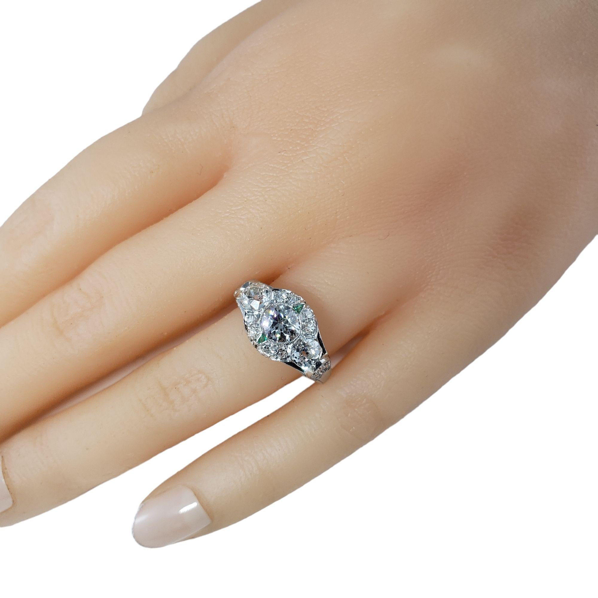 Platinum Diamond and Emerald Engagement Ring J#13718 3