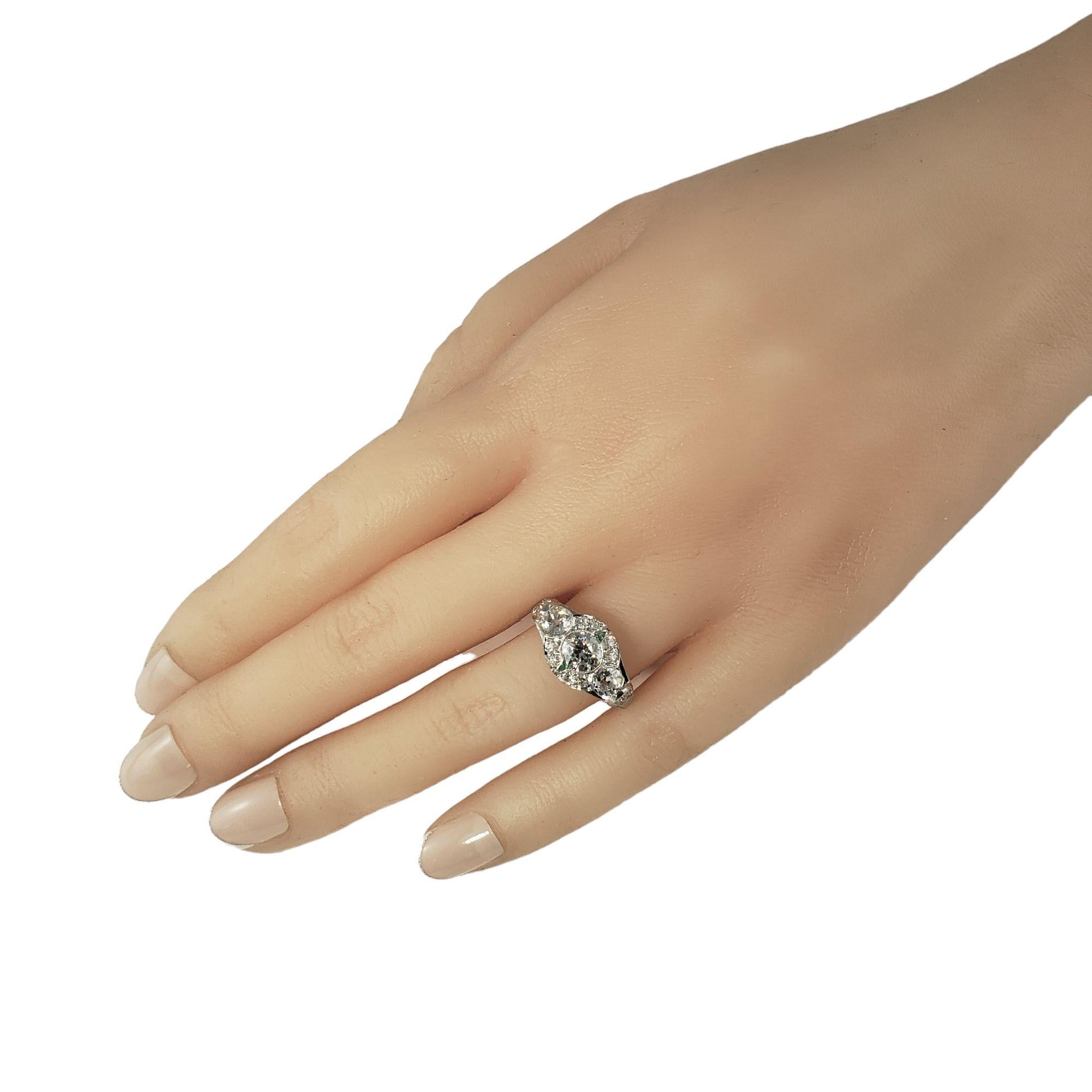 Platinum Diamond and Emerald Engagement Ring J#13718 4