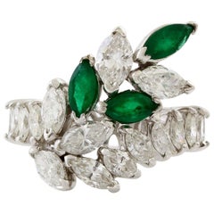 Platinum Diamond and Emerald Eternity Cocktail Ring