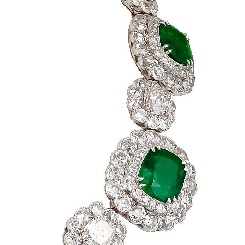 Magnificent Emerald Diamond Cluster Necklace For Sale at 1stDibs ...