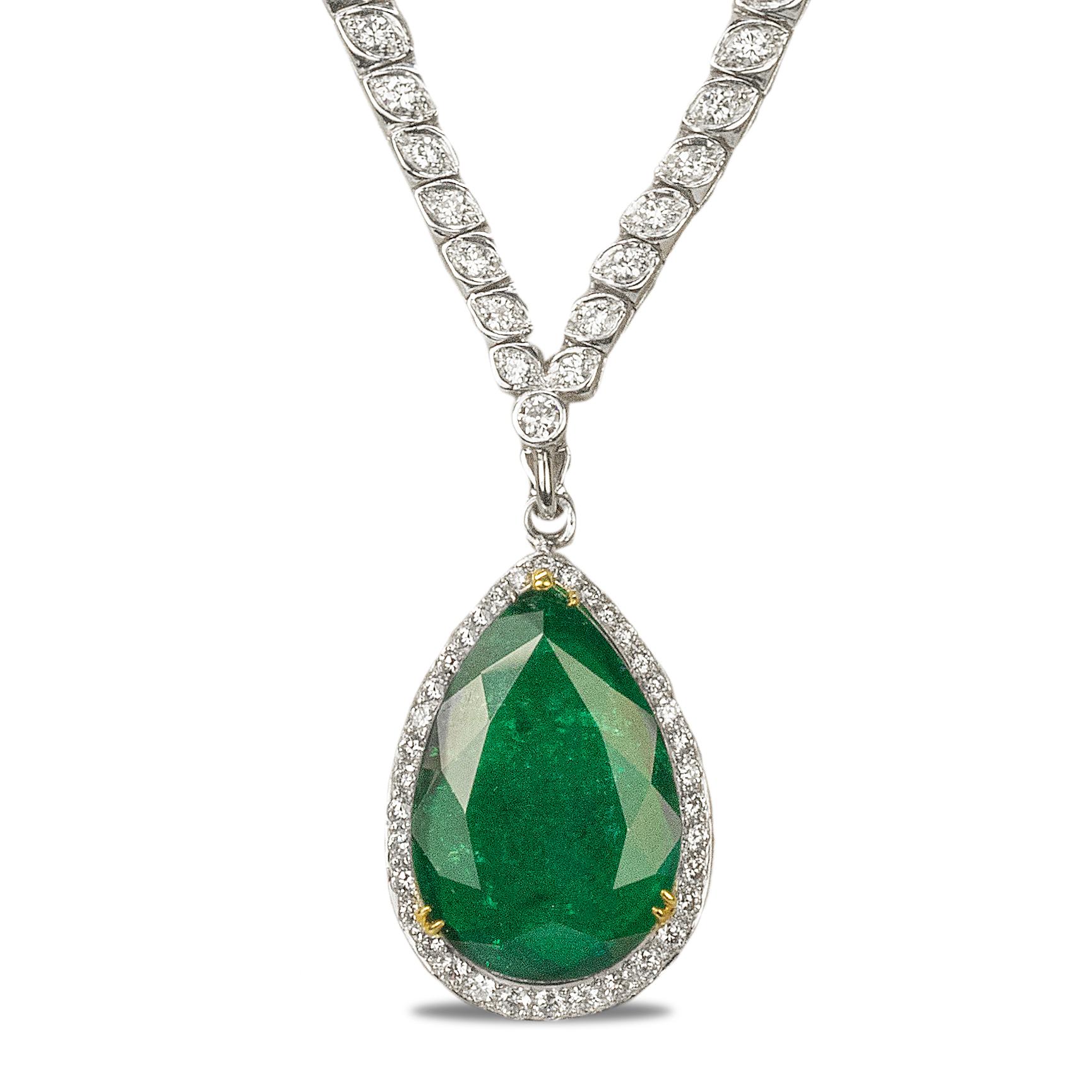 emerald and platinum necklace