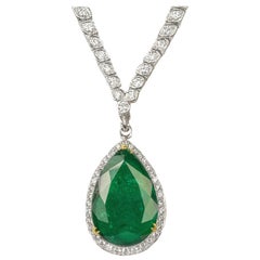 Platinum Diamond and Emerald Necklace