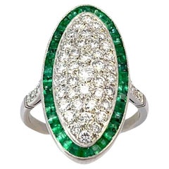 Platinum Diamond and Emerald Ring – 7.5 g