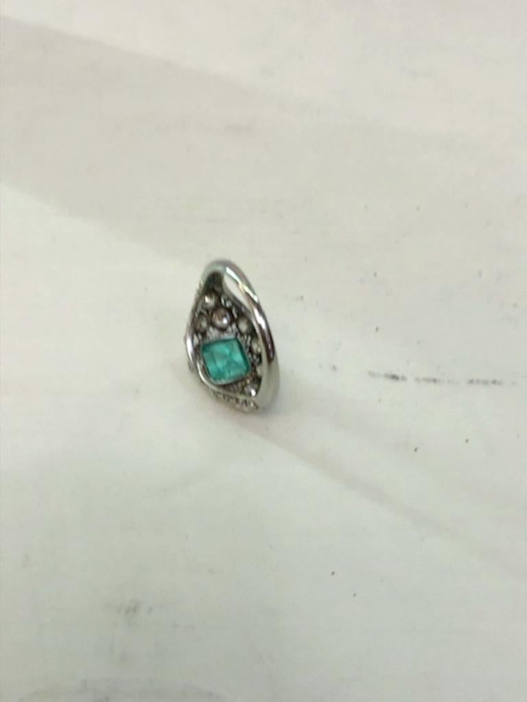 Women's or Men's Platinum Diamond and Emerald Ring For Sale