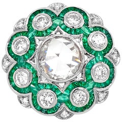 Platinum, Diamond and Emerald Ring
