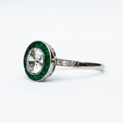 Platinum Diamond and Emerald Target Ring