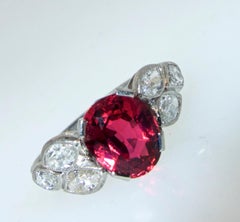 Platinum, Diamond and Fine Natural Spinel Ring