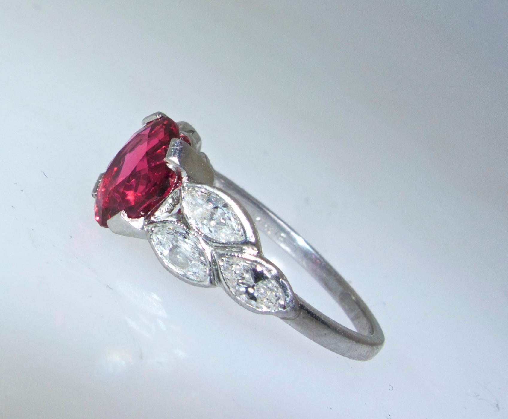 Women's or Men's Platinum, Diamond and Fine Natural Spinel Ring