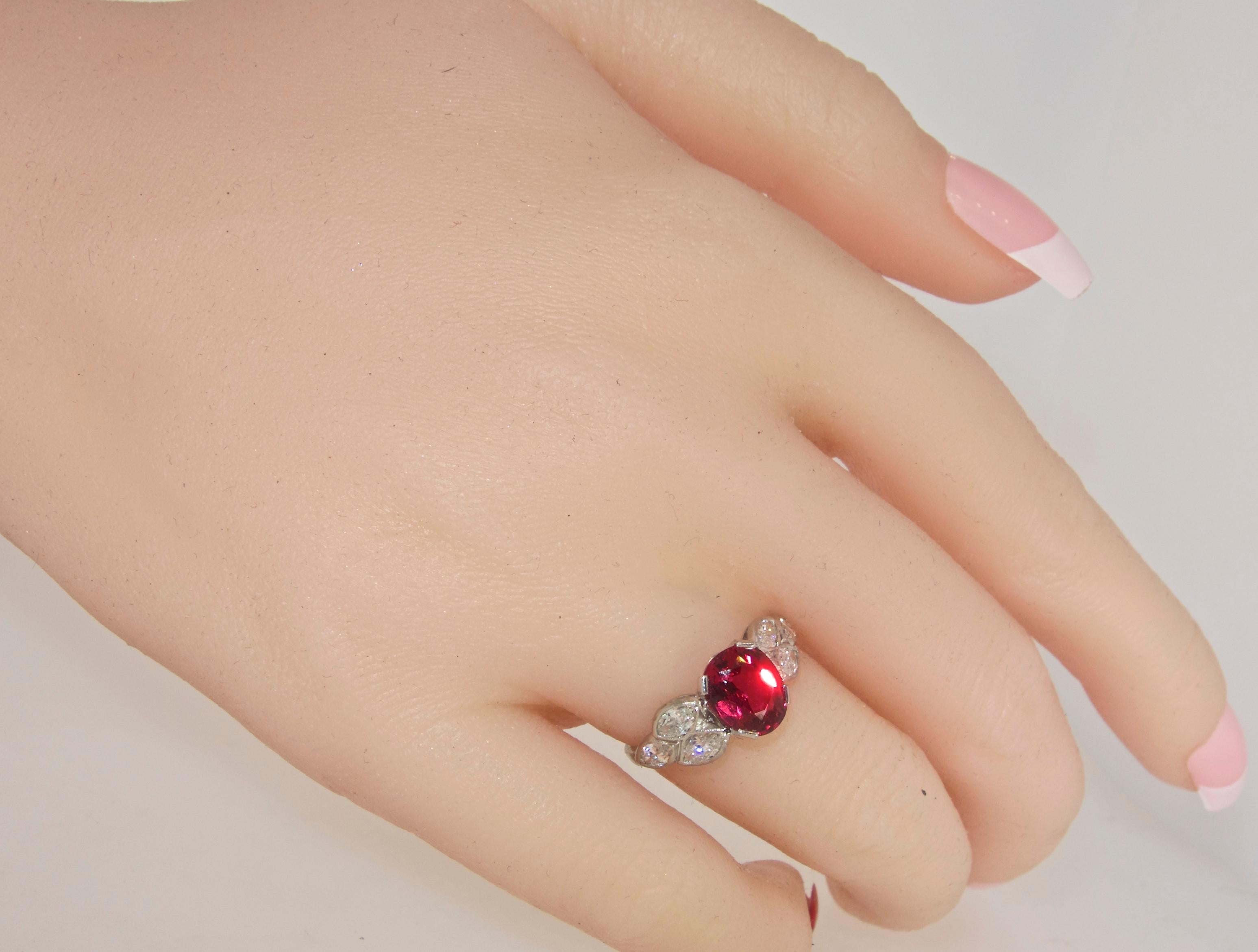 Platinum, Diamond and Fine Natural Spinel Ring 1