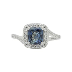 Platinum, Diamond and GIA Certified Blue Sapphire Ring