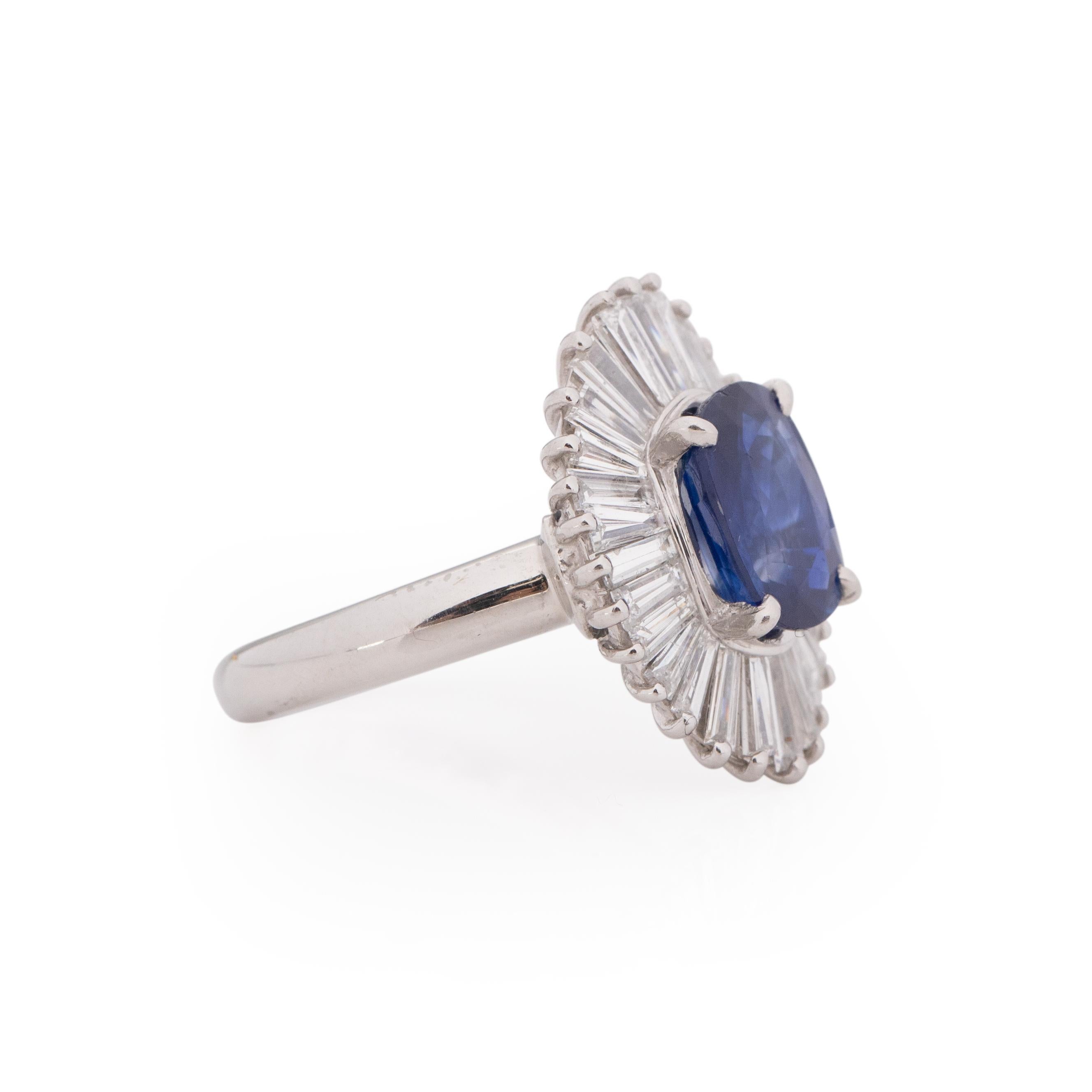 Have you ever dreamed of being a ballerina? This ring takes me back to my child hood, crafted in platinum this ring hold the perfect amount of shimmer and shine. The delicately cut diamonds surrounding the vibrant blue Madagascar Sapphire with a