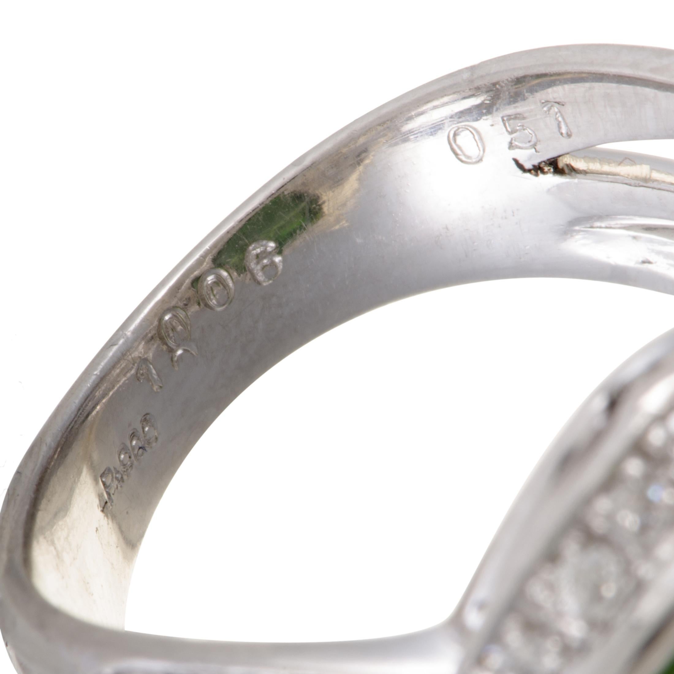 Platinum Diamond and Green Tourmaline Cabochon Ring 1