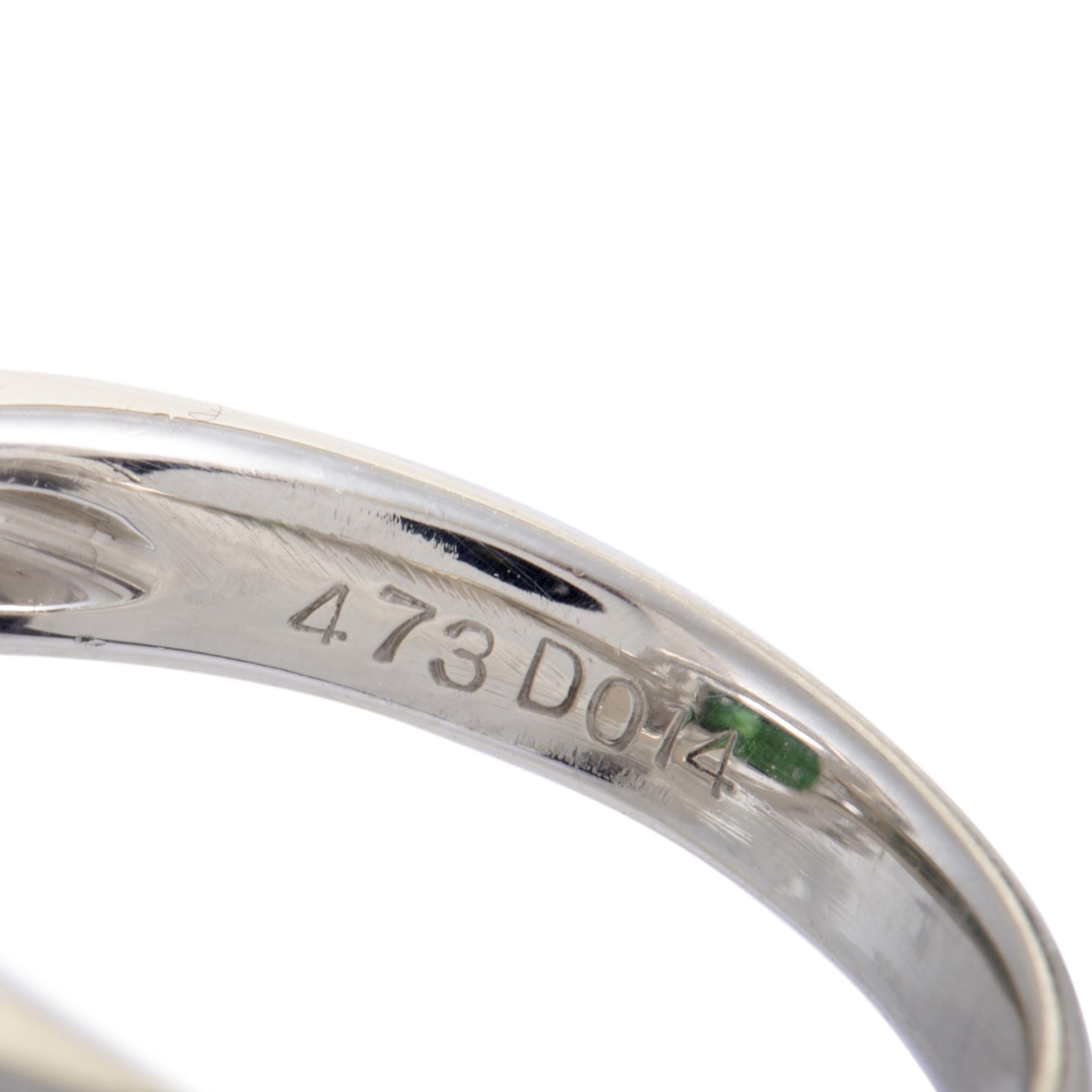 Platinum Diamond and Green Tourmaline Rectangle Ring 1
