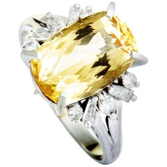 Platinum Diamond and Imperial Topaz Ring