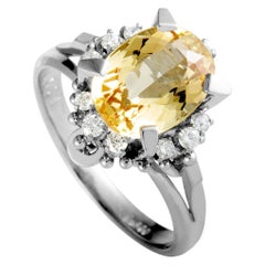 Platinum Diamond and Imperial Topaz Ring