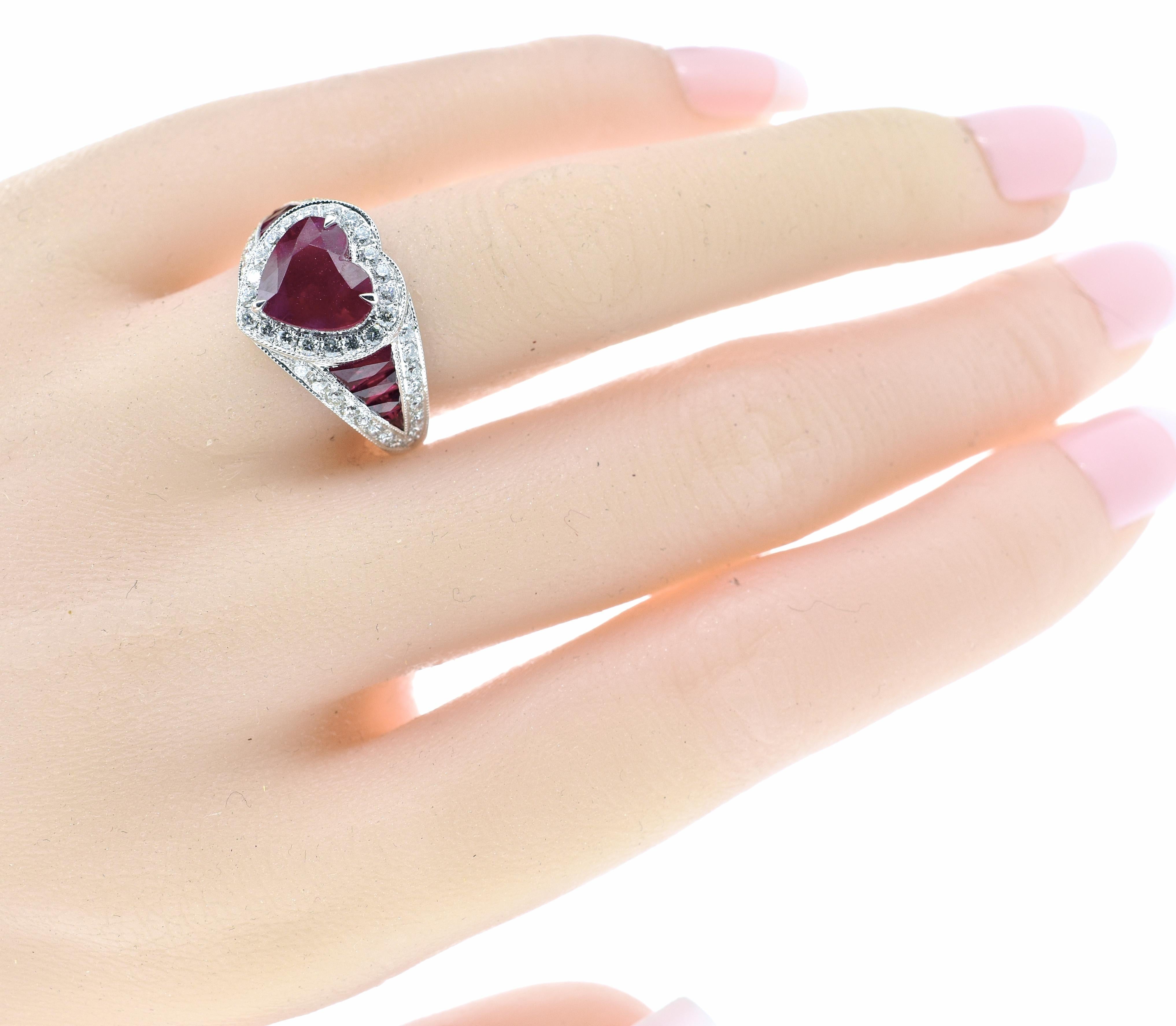 heart shaped natural ruby ring