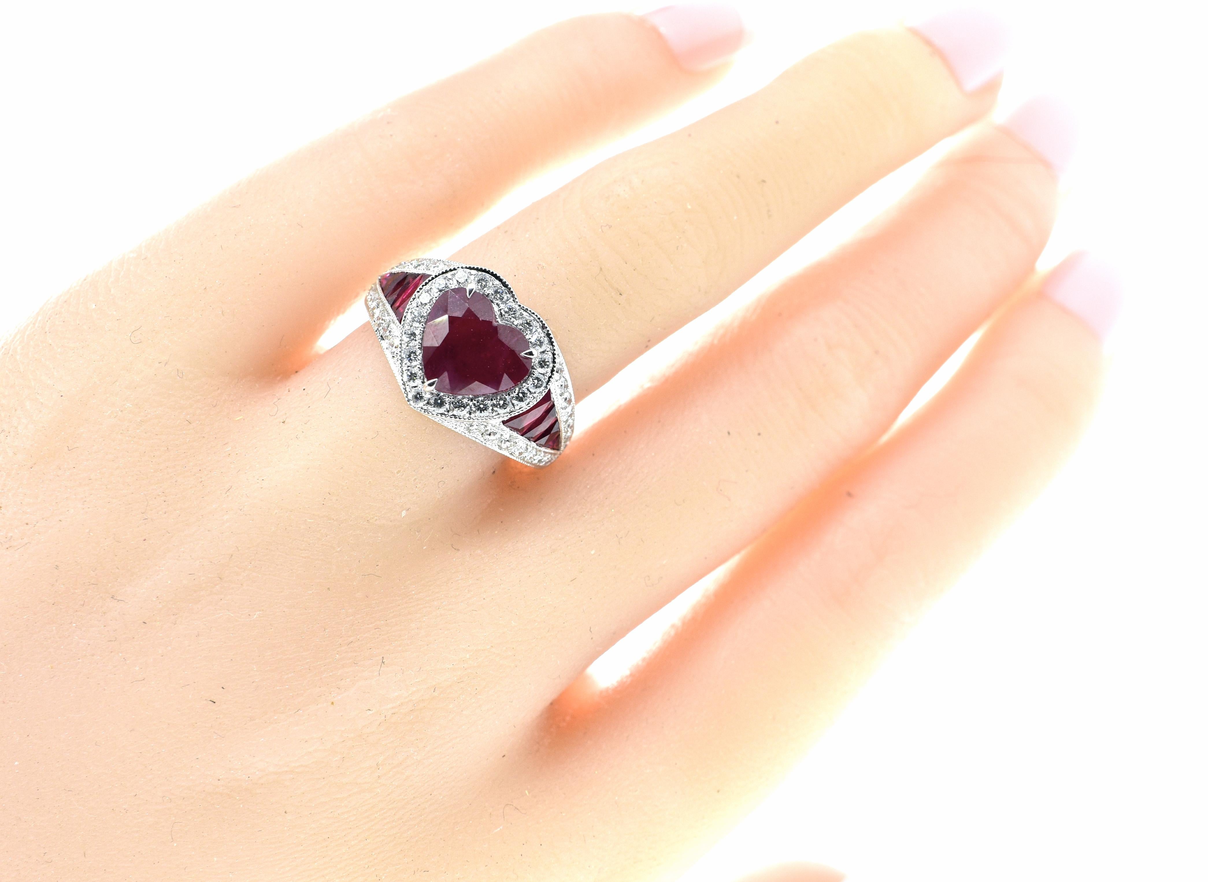 heart shaped ruby ring with diamonds