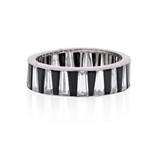 Platinum Diamond and Onyx Baguette Channel Set Eternity Ring