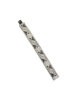 Platinum Art Deco Diamond and Onyx Panel Bracelet