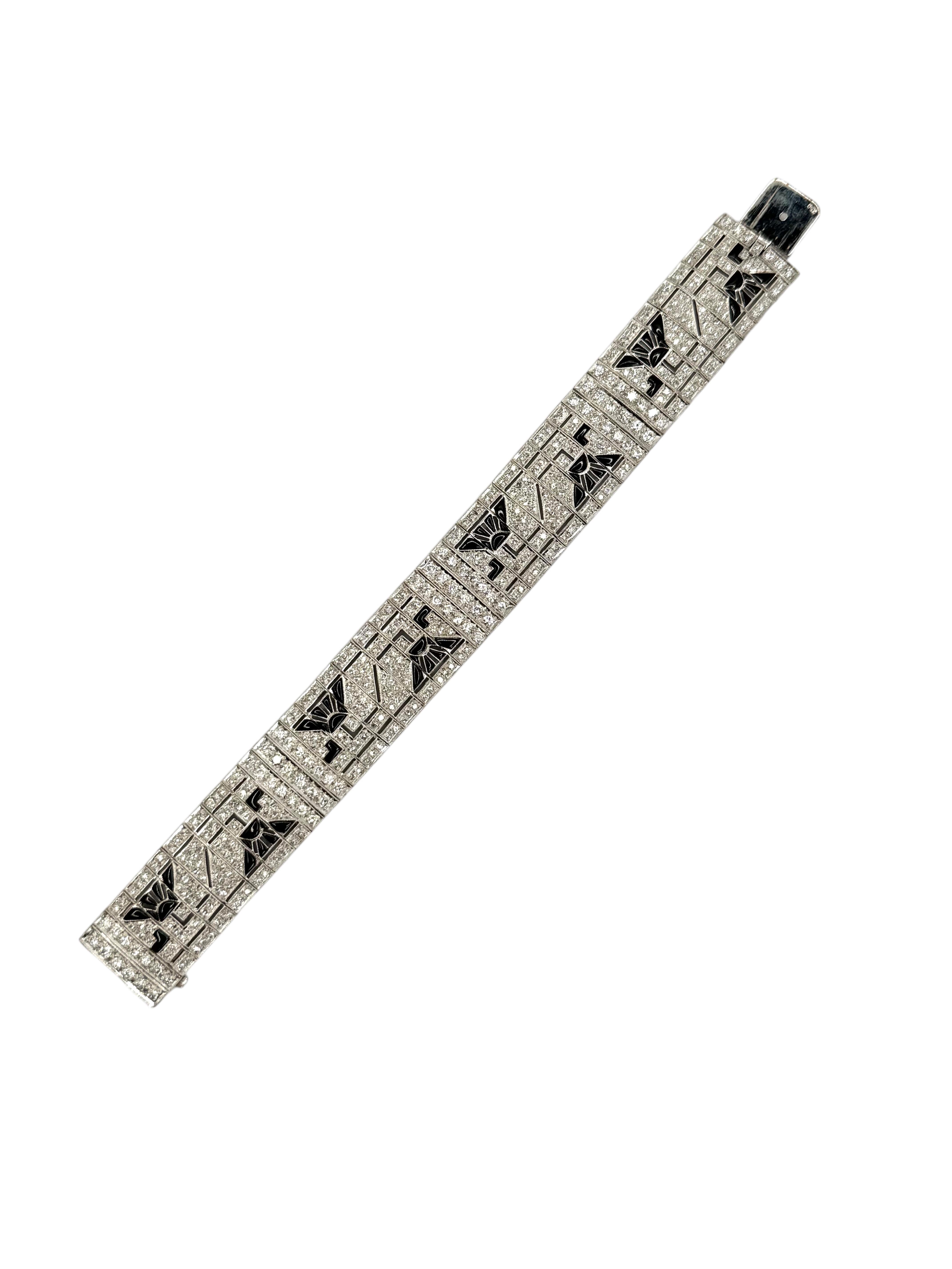 Platinum Diamond and Onyx Bracelet
